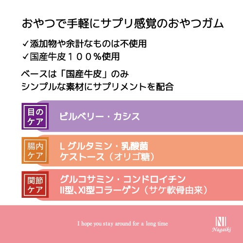 ネット販売禁止商品　オーシーファーム　Ｎａｇａｉｋｉ　サプリおやつ　ガム　腸内ケア　８本