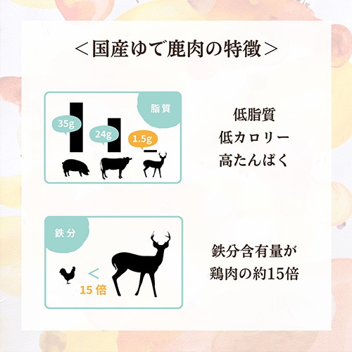 ｲｼｭｶ ﾌﾟﾚﾐｱﾑｳｪｯﾄ 国産ゆで鹿肉 120g