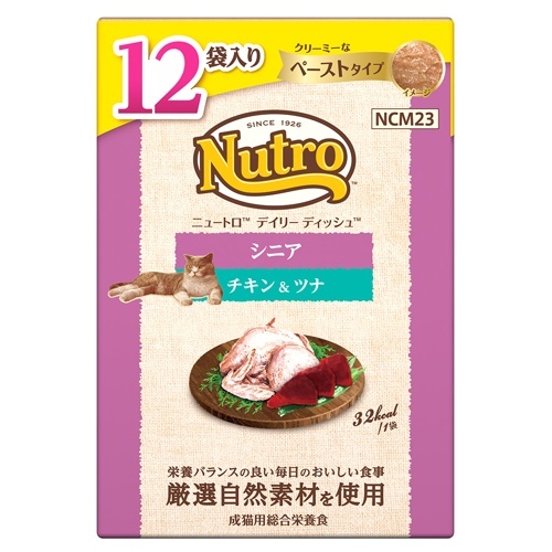 ニュートロ　キャット　デイリー　ディッシュ　シニア猫用　チキン＆ツナ　クリーミーなペーストタイプ　パウチ　１２Ｐマルチパック